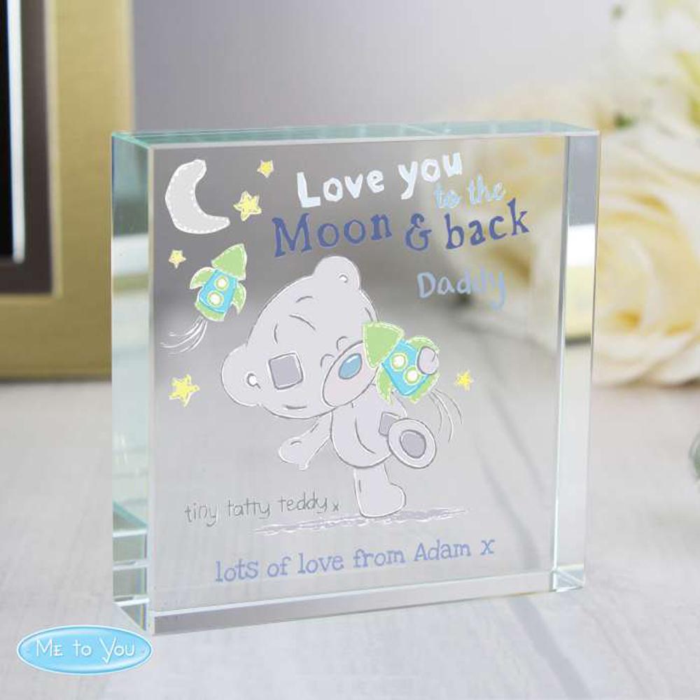 Personalised Tiny Tatty Teddy Moon & Back Large Crystal Block Extra Image 1